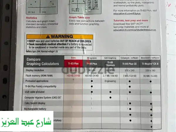 آلة حاسبة تكساس إنسترومنتس TI-83 Plus الجديدة -...