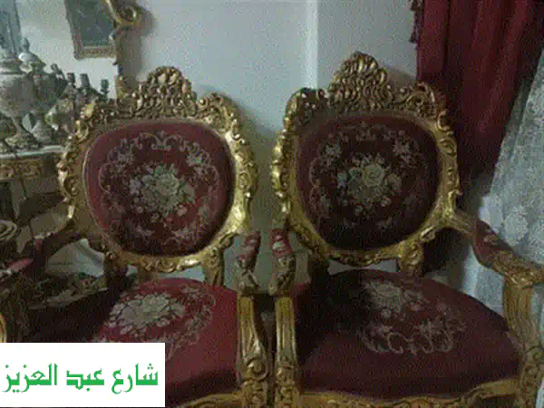 صالون مدهب فخم: خشب زان وحرير أصلي | ارتقِ بديكور منزلك إلى قمة الفخامة
