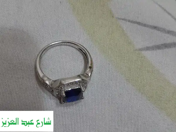تألق بفخامة! خاتم فضة 925 جديد بفص أزرق ملكي | مقاس 14...