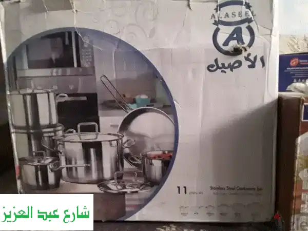 طقم الأصيل ١١ قطعة: ارتقي بمطبخكِ لقمة الفخامة والأداء المثالي!