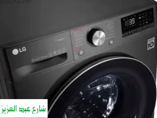 LG غسالة 9 كجم سوداء جديدة: مجفف هوائي، Wi-Fi، باب أسود...
