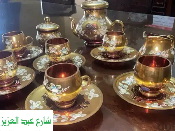 فخامة بوهيمية تشيكية أصيلة: طقم شاي كريستال وردي...