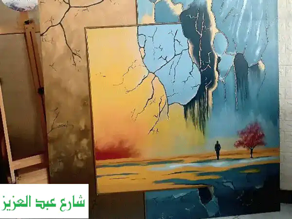 لوحات مودرن رسم يدوي فاخرة: أكريليك وذهب - لمسة فنية مميزة لمنزلك