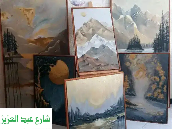 لوحات مودرن رسم يدوي فاخرة: أكريليك وذهب - لمسة...