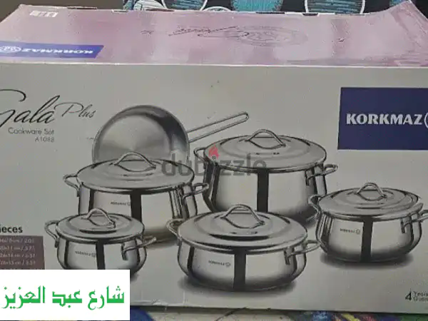 فرصة ذهبية! طقم حلل KORKMAZ Gala Plus الأصلي 11 قطعة - ستانلس...