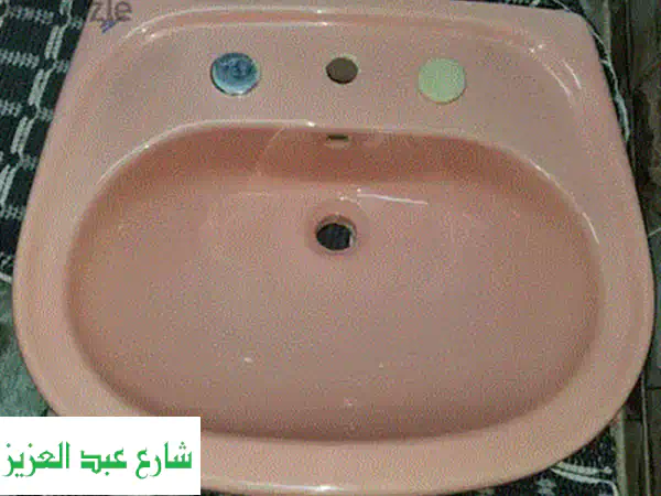 طقم حمام جرافينا فاخر - كالجديد! 🛁  (حوض + عامود + قاعدة + خلاط)