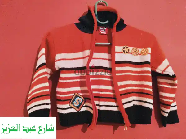 سويت شيرت أطفال دافئ بغطاء رأس وسحاب - مصنوع من...
