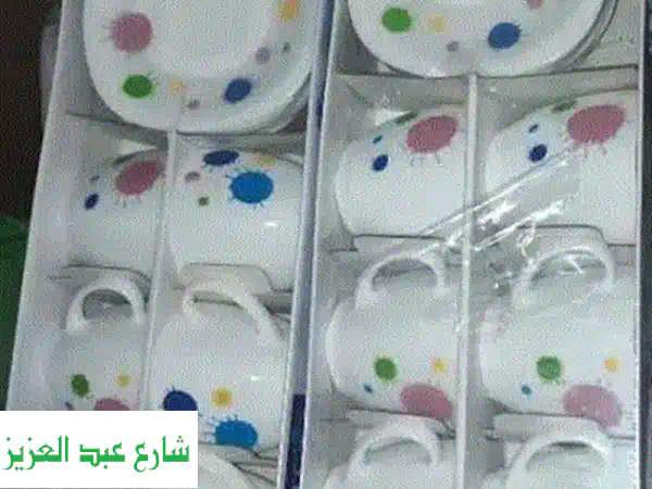 طقم شاي فاخر 6 فناجين - سيمون وأبيض - استخدام خفيف!