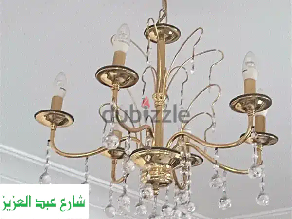 ثلاث نجفات قنديل أصلية ذهبية فخمة مع كريستالات -...