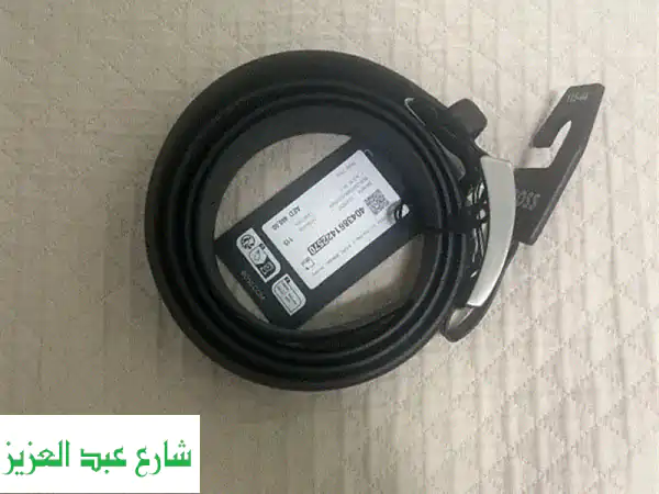 حزام بوس أسود فاخر - جلد طبيعي 115 سم، أناقة لا تُقاوم!