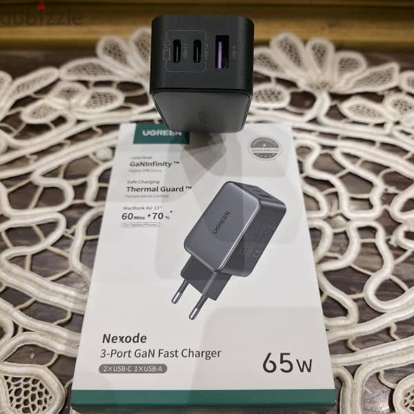 65W Gan Fast Charger 3 port USB-C Charger شاحن يوجرين ٦٥ وات 5