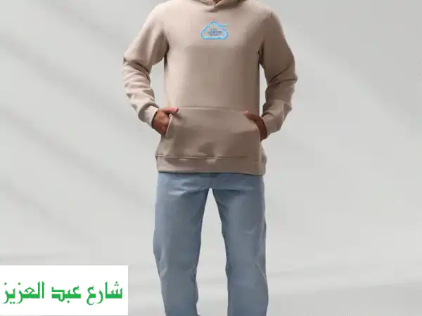 جديد! هودي رجالي ثقيل فاخر (بيج رملي) | تصميم سحابة...