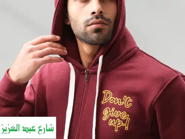 هودي رجالي بسحاب جديد | أناقة ستريت ستايل وتطريز محفز...