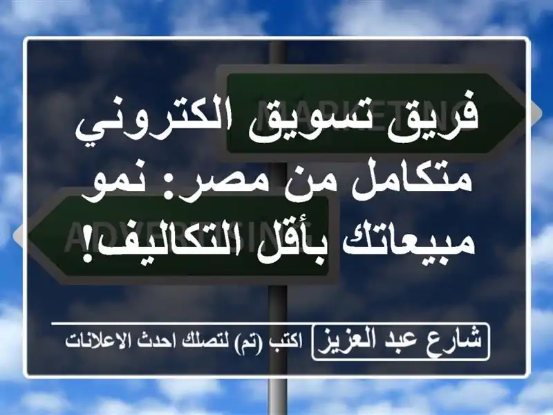 فريق تسويق الكتروني متكامل من مصر: نمو مبيعاتك...