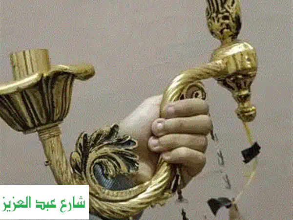 نجفة أنتيك نحاس أصلي بكريستالات ملونه