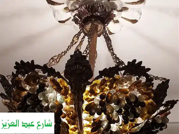 نجفة أنتيك نحاس أصلي بكريستالات ملونه