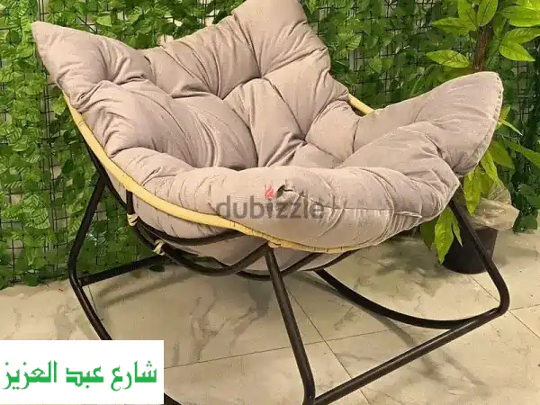 استرخاء بلا حدود: كرسي هزاز حديد فاخر للحدائق والشرفات | متانة ضد الصدأ والشمس
