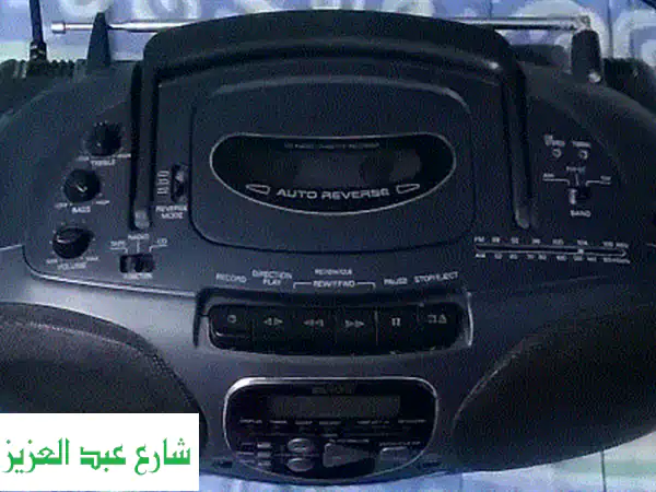 فرصة نادرة: كاسيت وراديو وسى دى سانيو ياباني أصلي بالكرتونة - استعمال خفيف جداً!