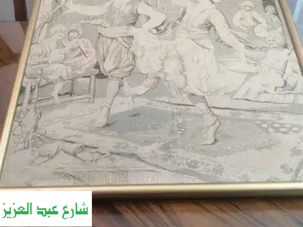 لوحة انتيك أثرية نادرة | برواز ذهبي فاخر ٦٥*٩٠ سم | تحفة فنية بحالة ممتازة جداً