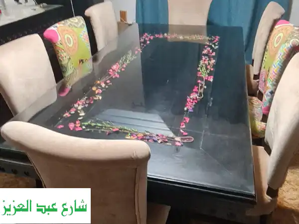 طاولة سفرة وبوفيه ونيش خشب زان فاخر | أدراج ذكية | جودة تدوم