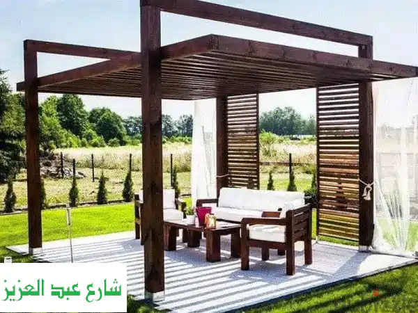 حوّل حديقتك لجنتك الخاصة: برجولات خشب موسكي فاخرة & أسوار عصرية بتشطيب إيبوكسي