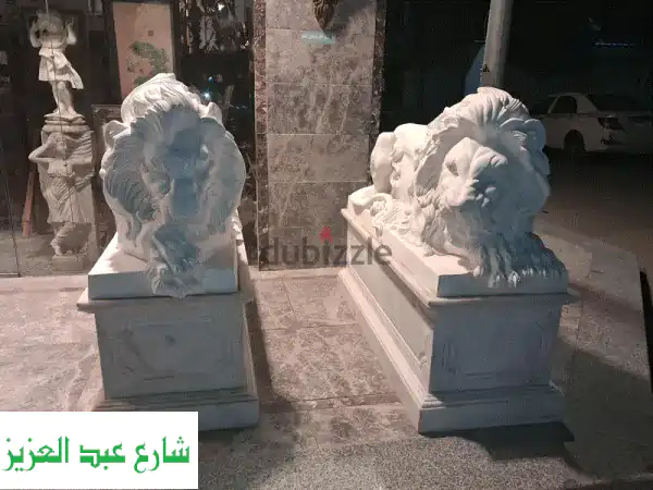 تحف وانتيكات: أسدان ضخمان 160 سم - قطعة فنية فريدة لمنزلك
