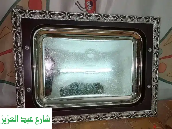 صينية تقديم فاخرة | ستانلس وخشب نبيتي | جديدة...
