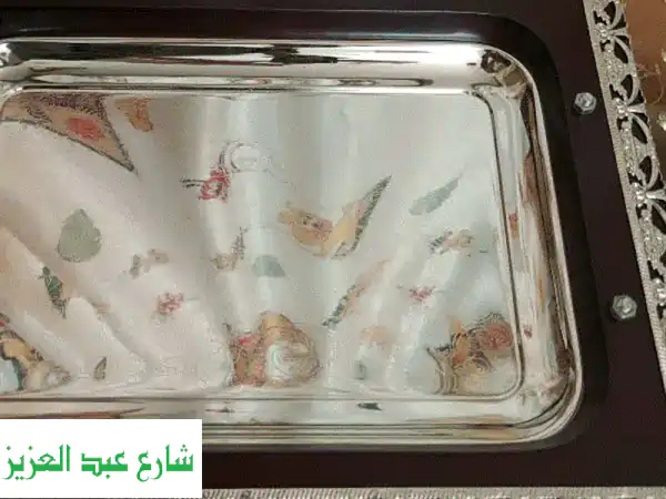 صينية تقديم فاخرة | ستانلس وخشب نبيتي | جديدة كلياً بمقابض قابلة للفك | لمسة أناقة لمنزلك