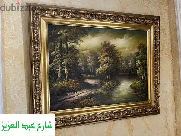 فرصة لا تعوض: 2 نجفة نحاس كلاسيك فاخرة و2 تابلوه زيت طبيعة بحالة ممتازة للبيع!