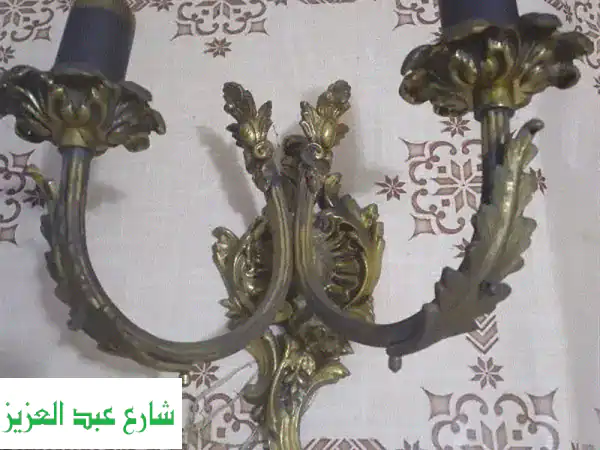 شمعدان نحاس قيم ٢ لمبة بكريستال اصلى او بدون      034334149