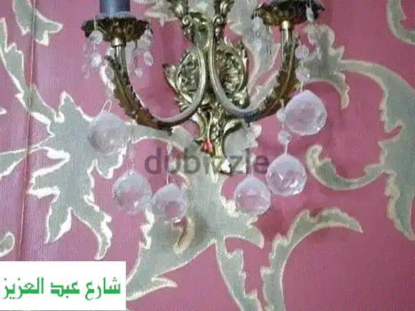 شمعدان نحاس قيم ٢ لمبة بكريستال اصلى او بدون      034334149