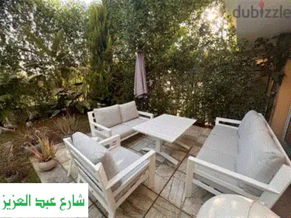 Nøvair L Shape sofa + chair chaiselong + table طقم خارجي للجاردن
